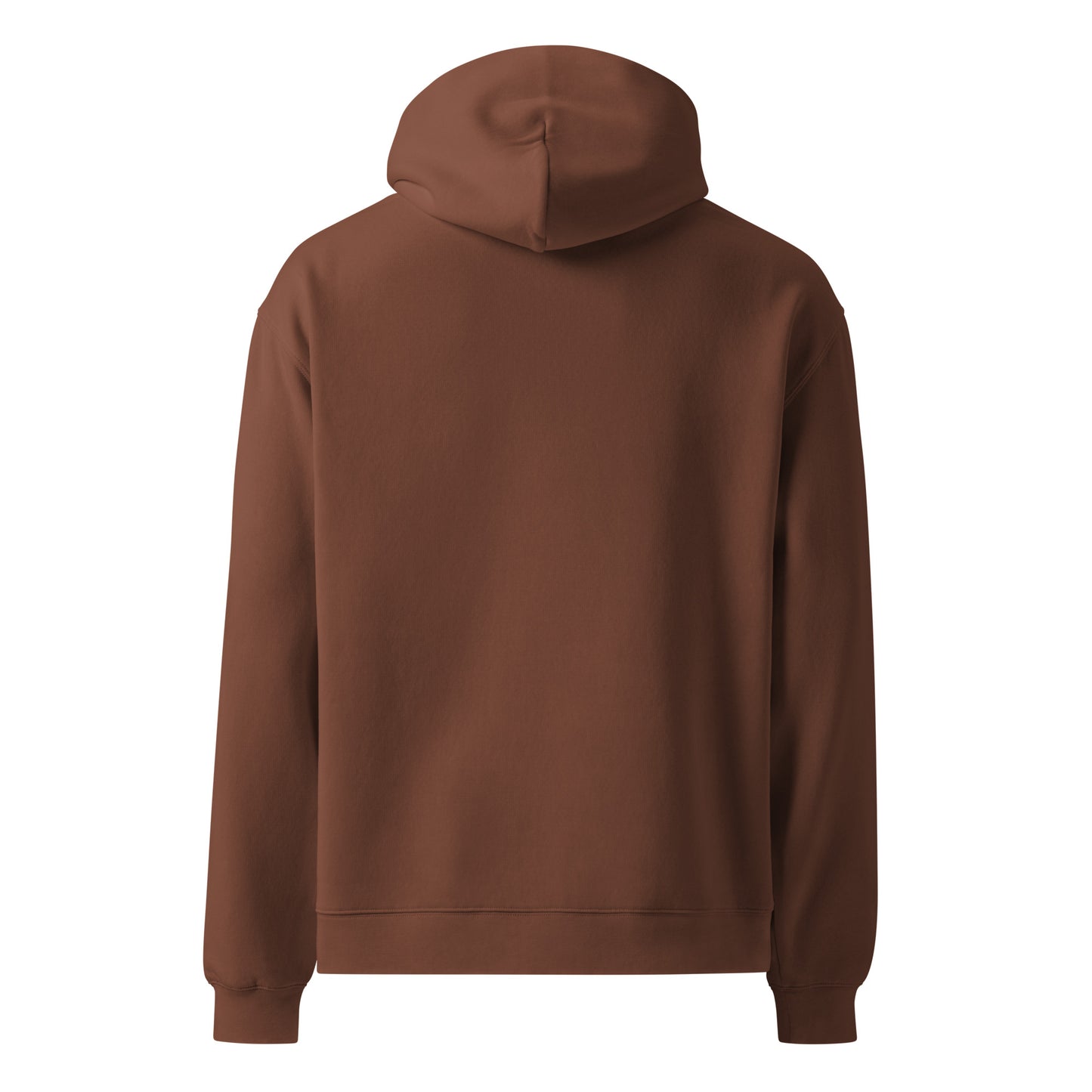 back of chestnut hoodie against a white background