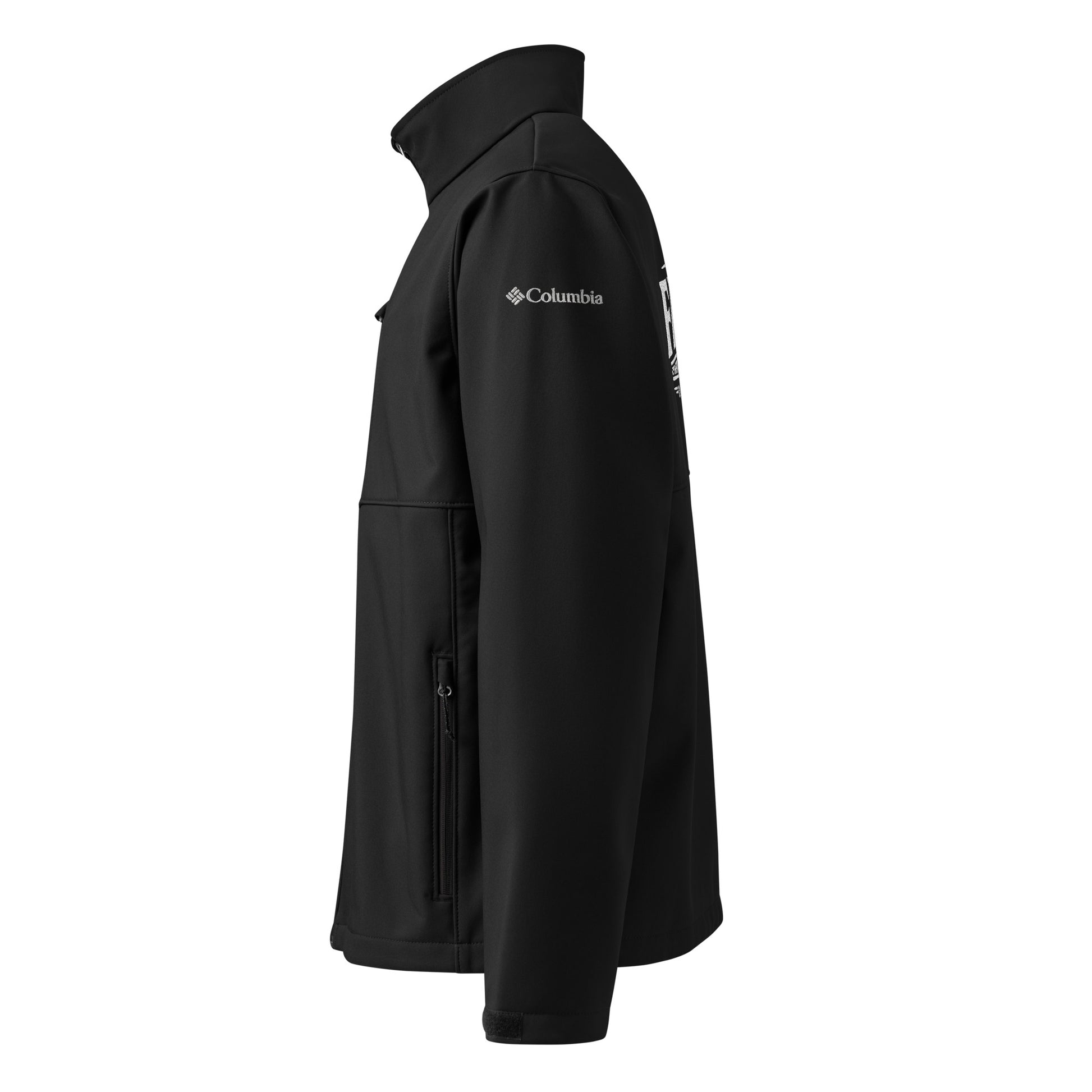 Black jacket with Columbia logo on a white background