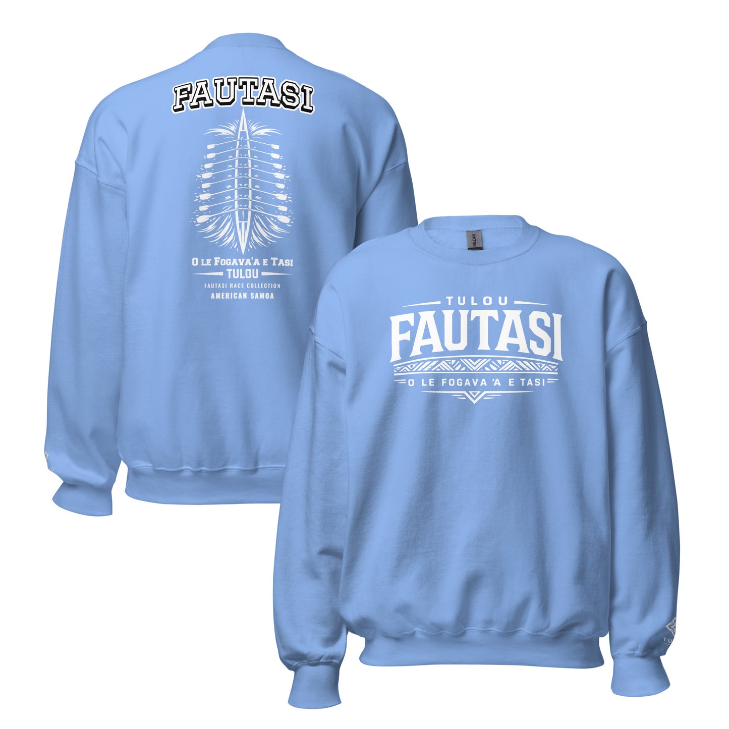 Light blue sweatshirt with 'FAUTASI' branding on a white background