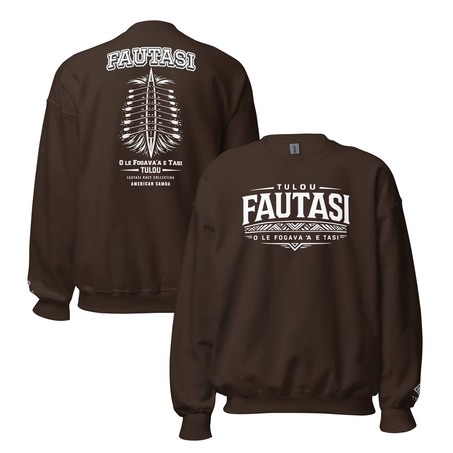 Brown sweatshirt with 'FAUTASI' branding on a white background