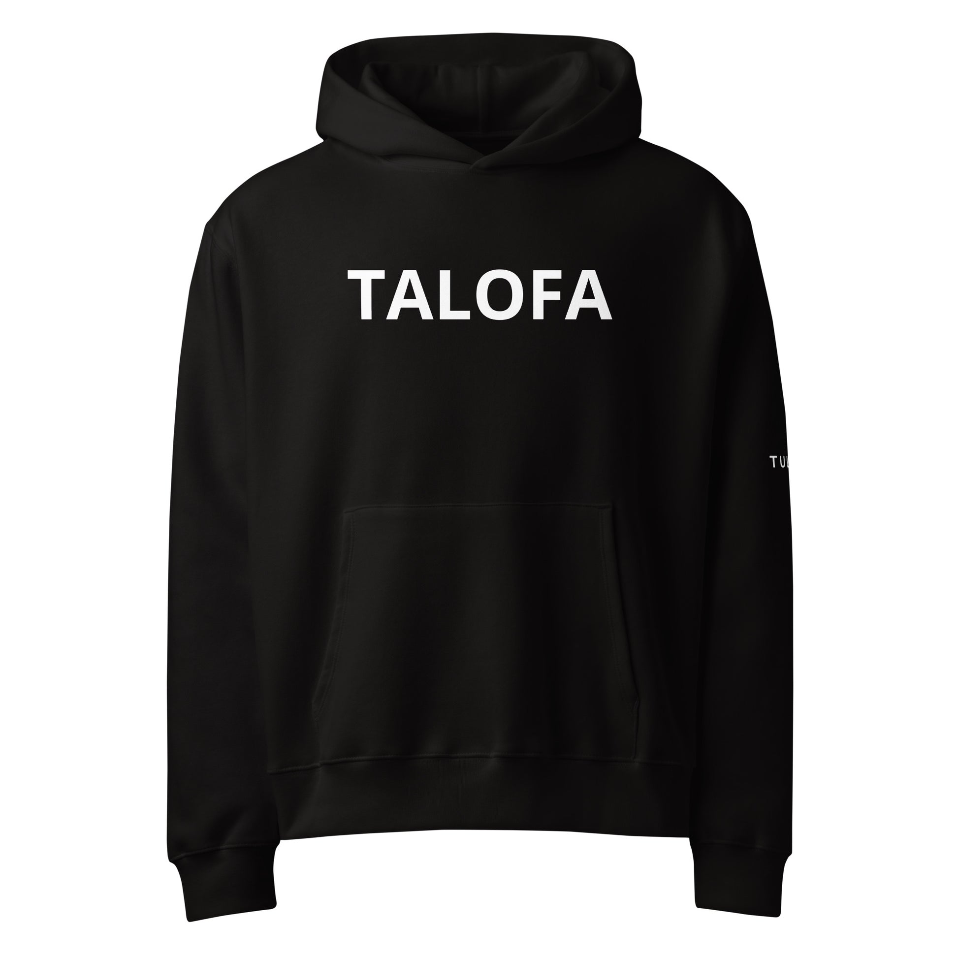Black Tulou Hoodie with the text Talofa