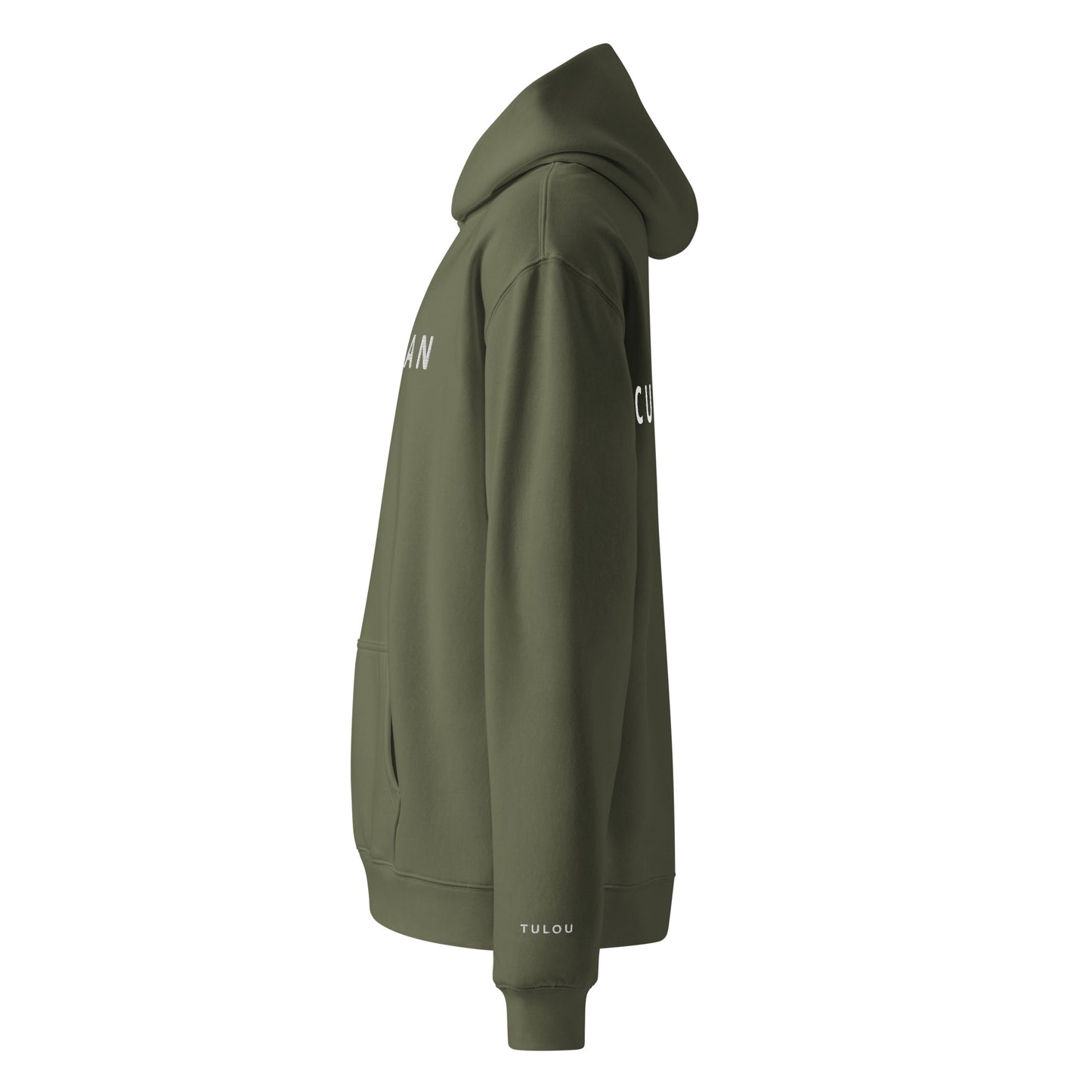 cypress  hoodie with a small logo on the sleeve against a white background