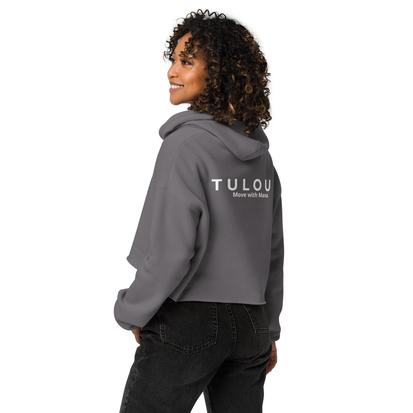 Storm grey Women's Cropped hoodie with Tulou brand
